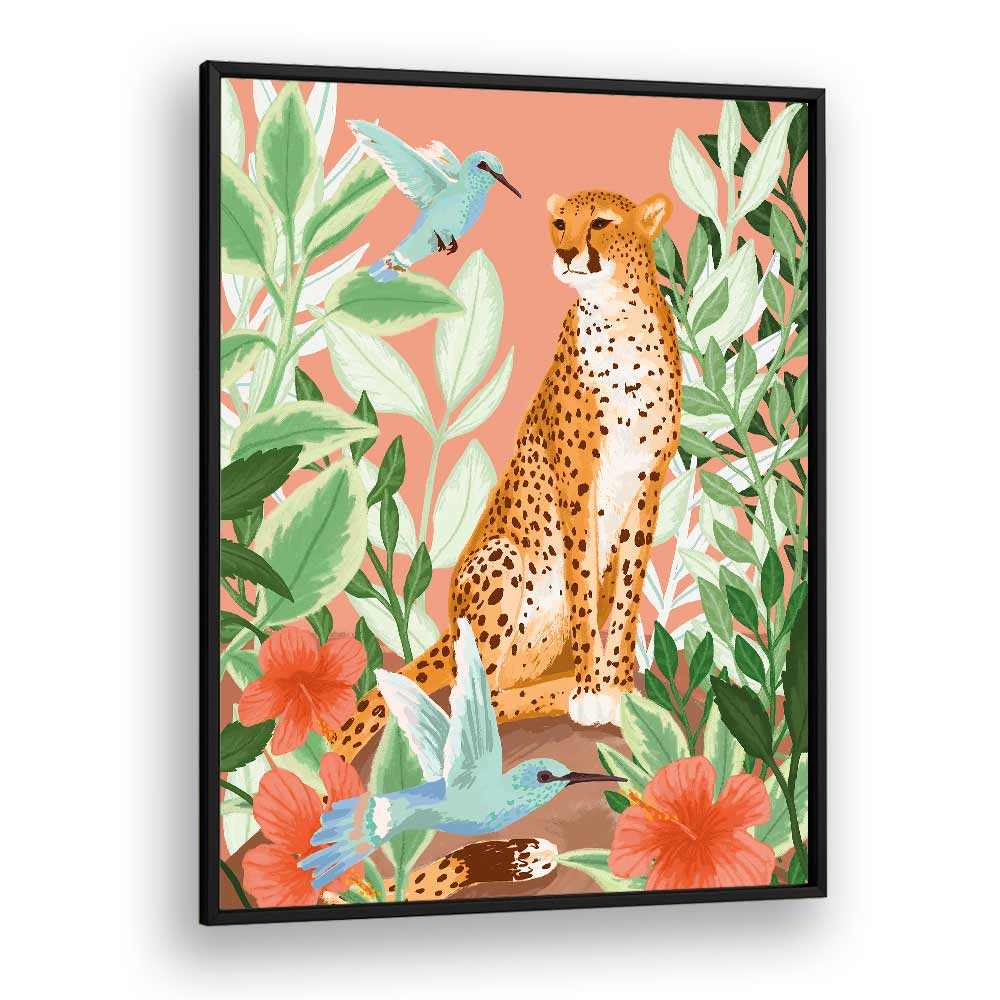 Tropic Cheetah By Goed Blauw Kids Room Art in Black Plain Frame