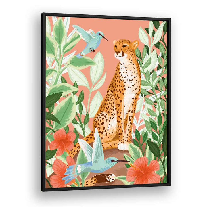 Tropic Cheetah By Goed Blauw Kids Room Art in Black Plain Frame