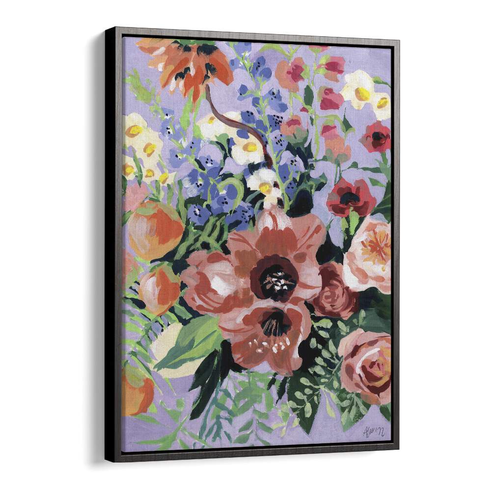 Tropical Bouqet By Ania Zwara Botanical Art Prints Floral Paintings in Black Floater Frame