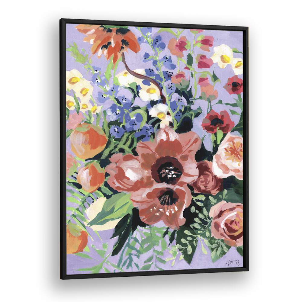 Tropical Bouqet By Ania Zwara Botanical Art Prints Floral Paintings in Black Plain Frame