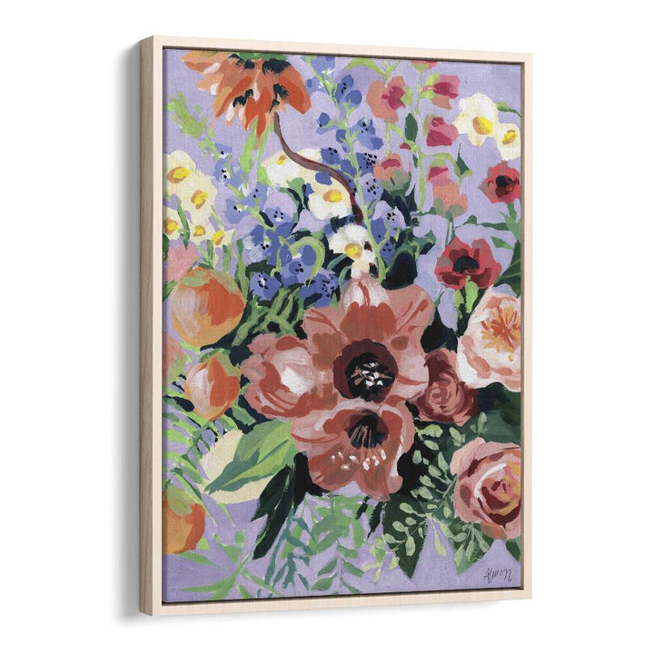 Tropical Bouqet By Ania Zwara Botanical Art Prints Floral Paintings in Oak Wood Floater Frame