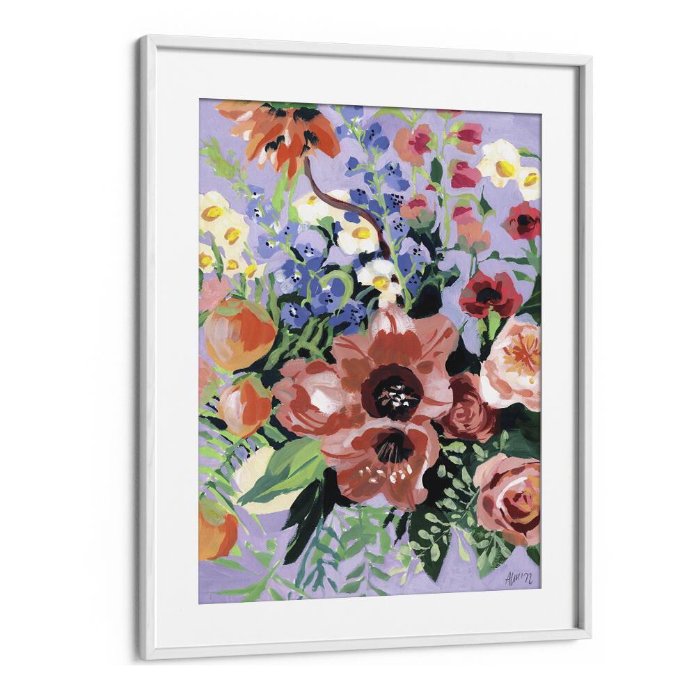 Tropical Bouqet By Ania Zwara Botanical Art Prints Floral Paintings in White Frame With Mount