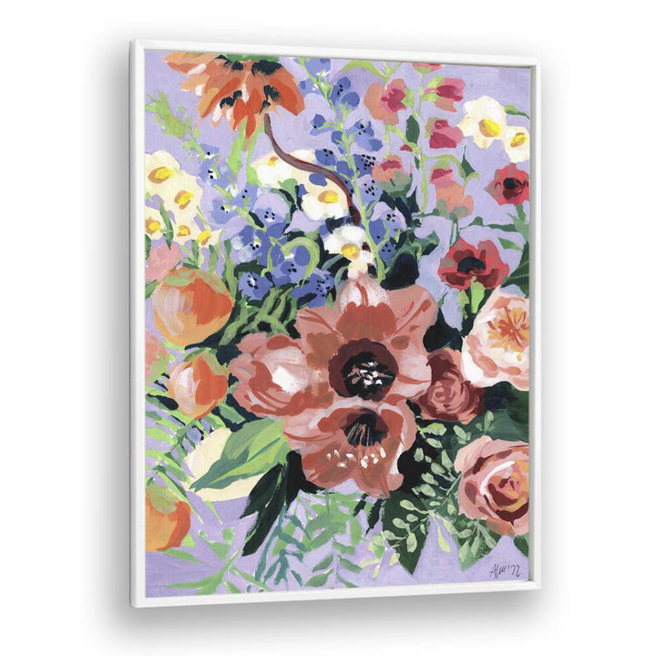 Tropical Bouqet By Ania Zwara Botanical Art Prints Floral Paintings in White Plain Frame