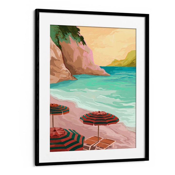 Tropical Holiday By Goed Blauw Landscape Art Prints in Black Frame With Mount