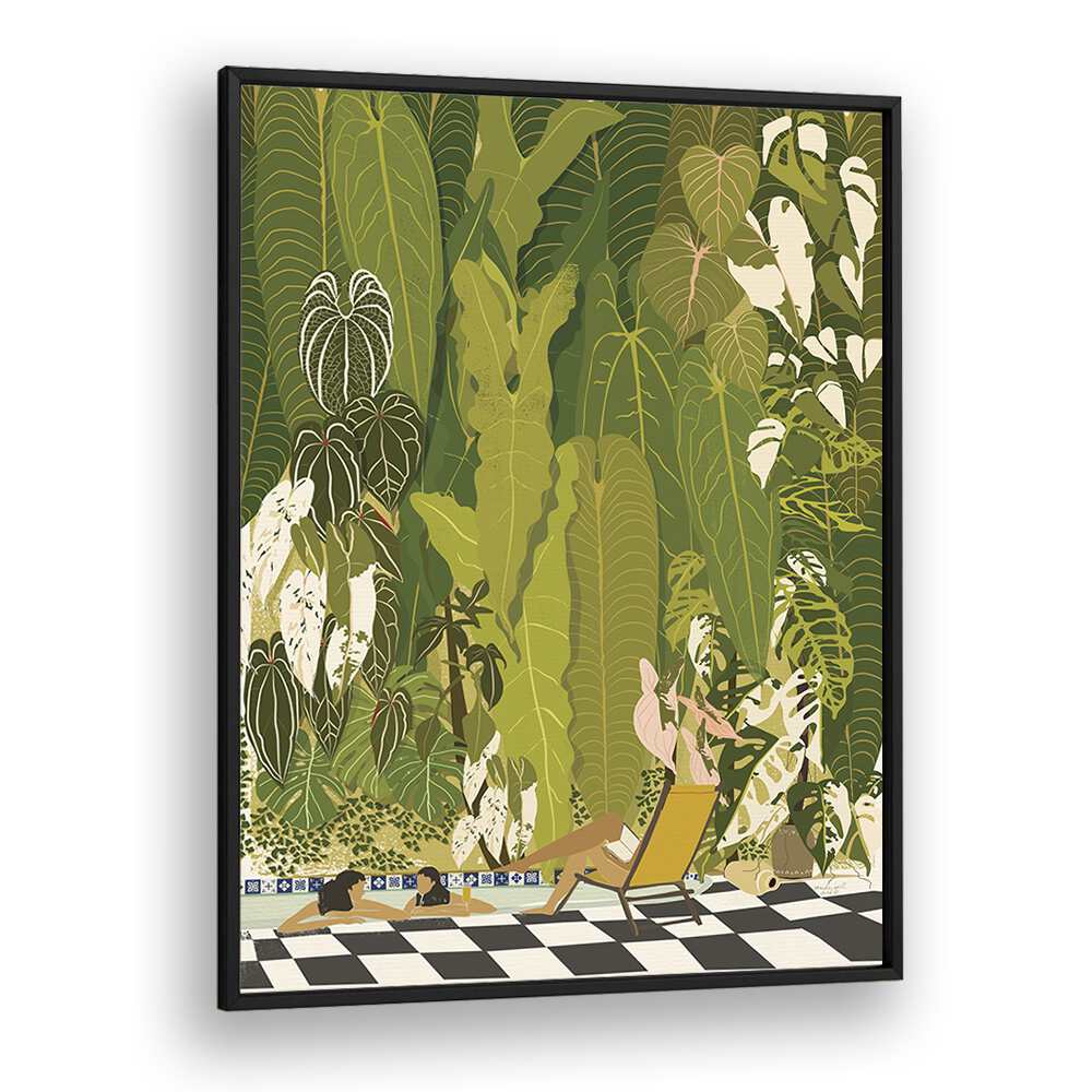 Tropical Pool By Andi Bell Beach Prints in Black Plain Frame