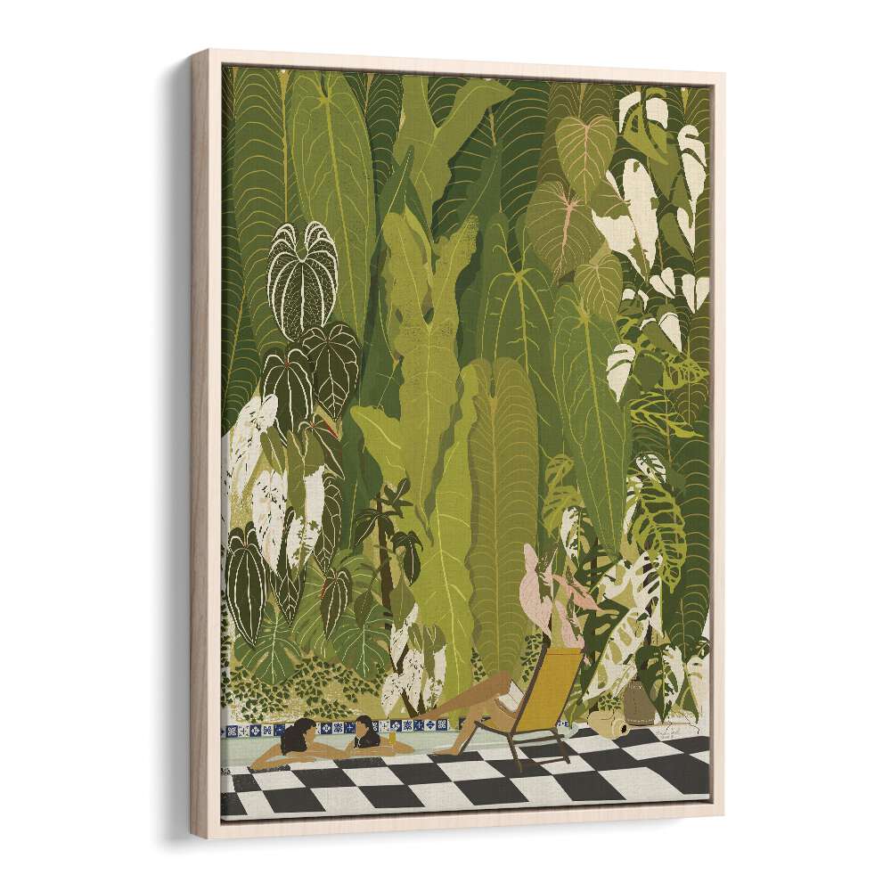 Tropical Pool By Andi Bell Beach Prints in Oak Wood Floater Frame