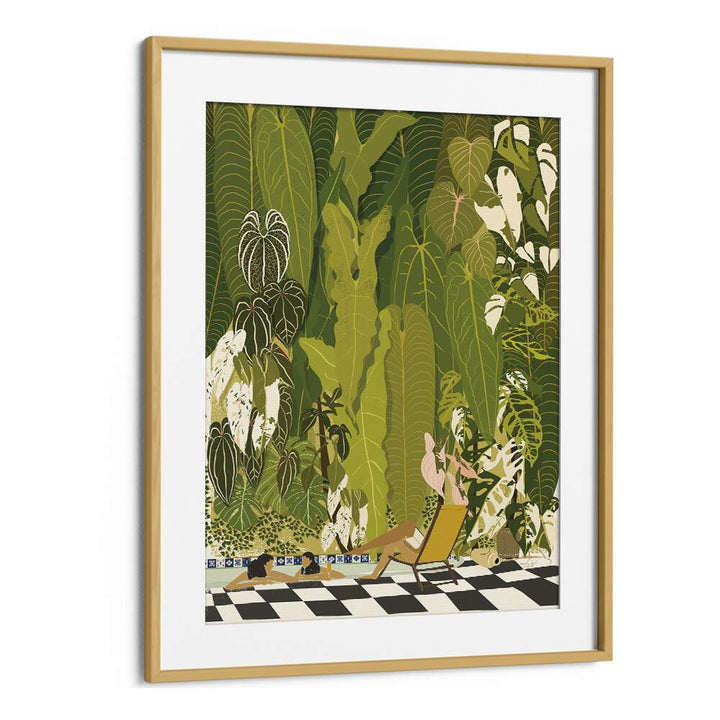 Tropical Pool By Andi Bell Beach Prints in Oak Wood Frame With Mount