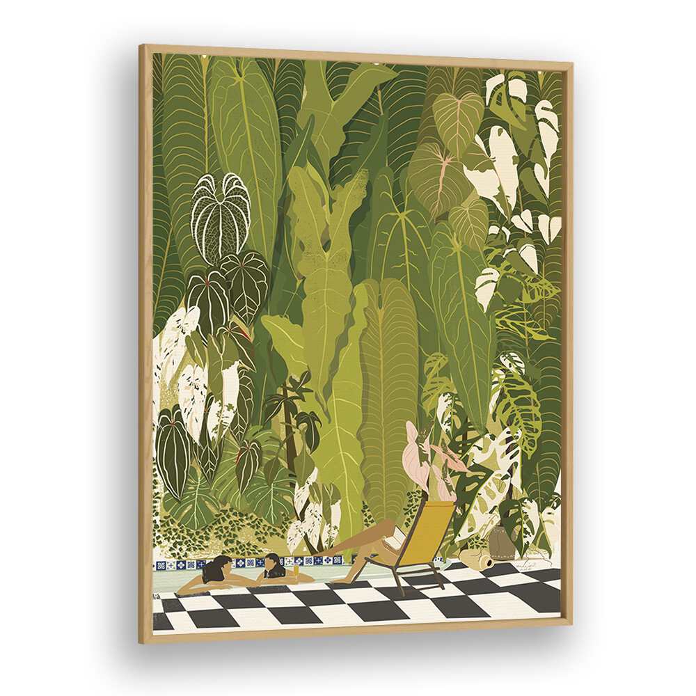 Tropical Pool By Andi Bell Beach Prints in Oak Wood Plain Frame