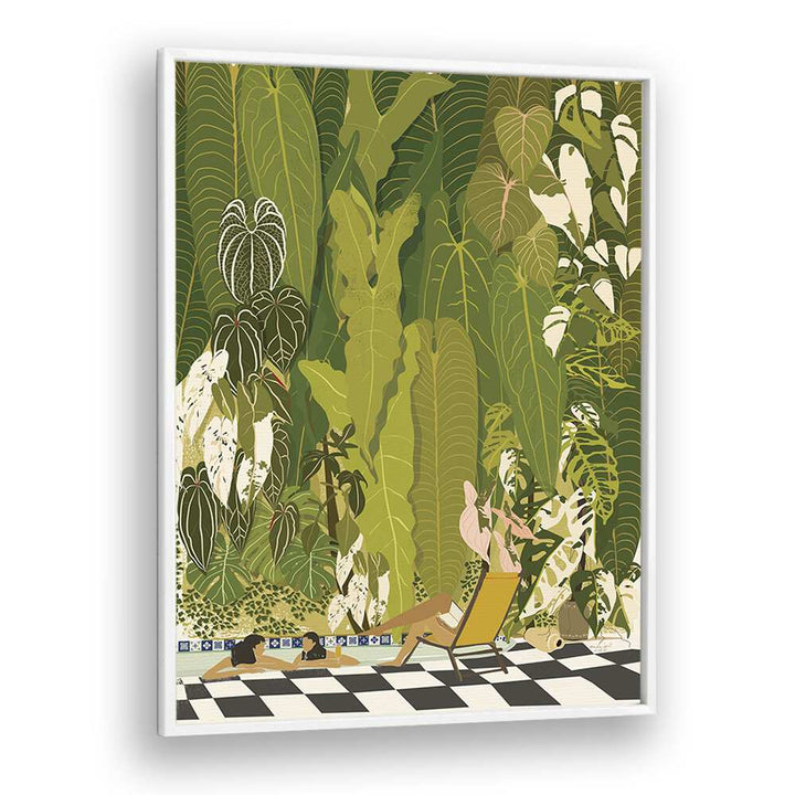 Tropical Pool By Andi Bell Beach Prints in White Plain Frame