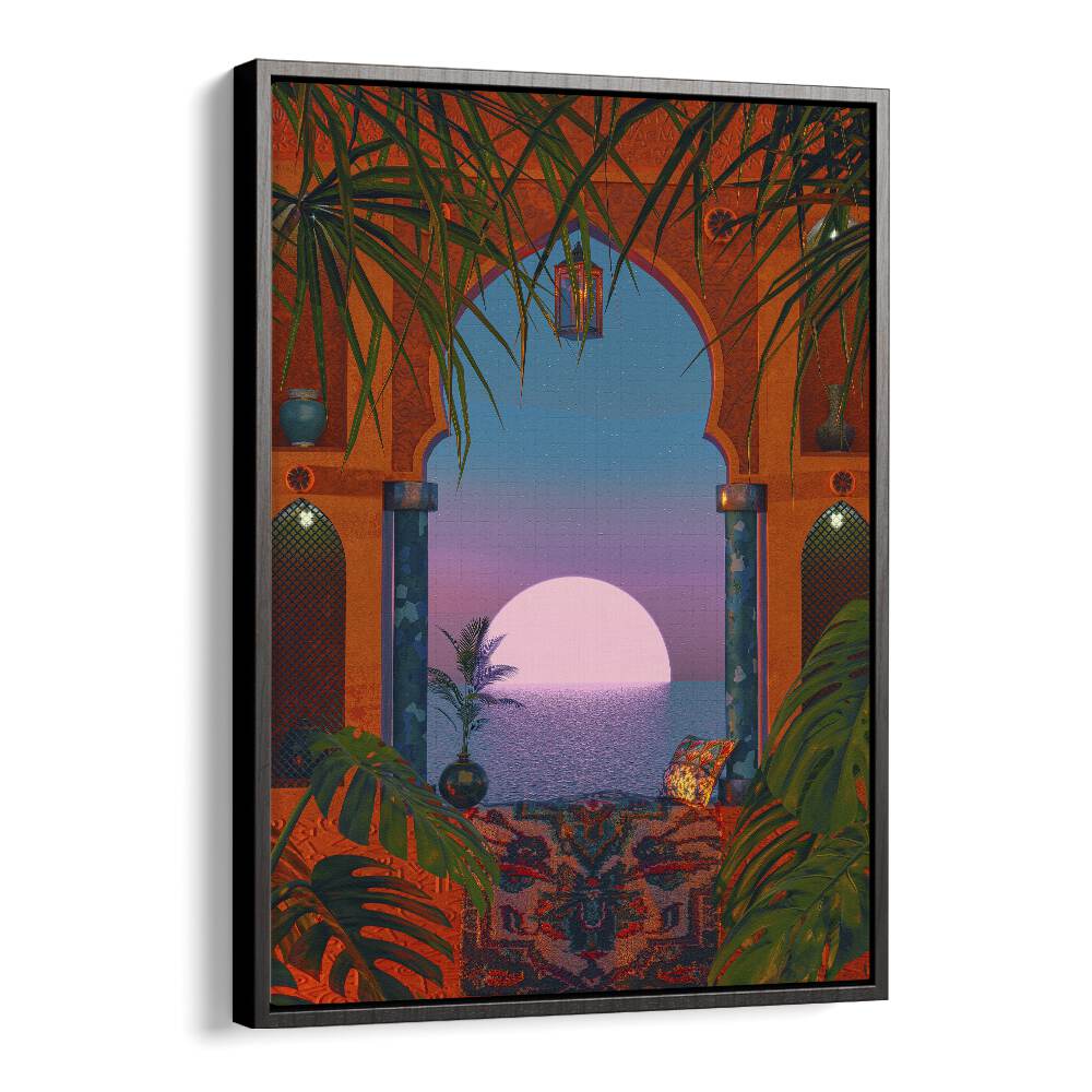 Tropical Portal By Cosmo Zach Surreal Art Prints in Black Floater Frame