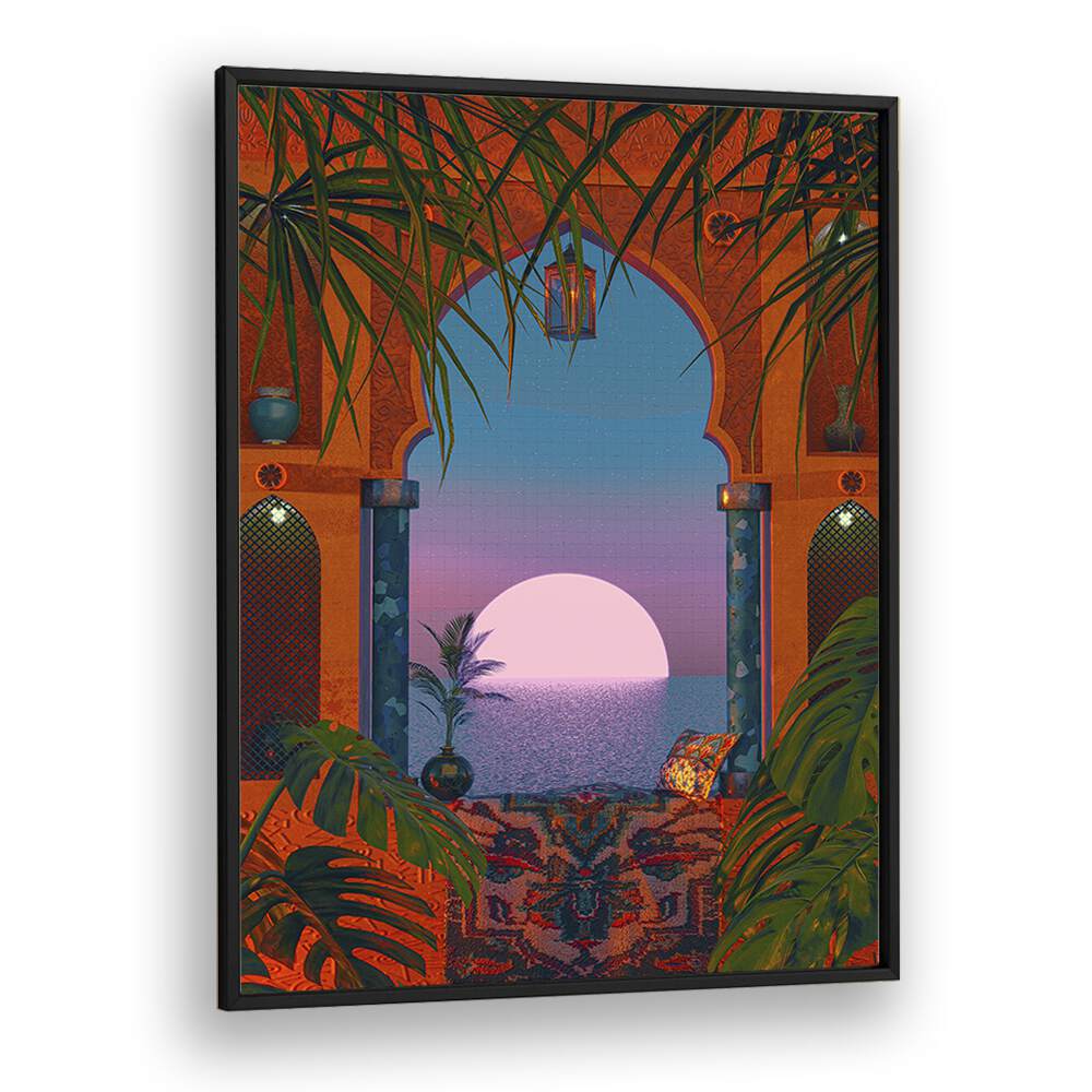 Tropical Portal By Cosmo Zach Surreal Art Prints in Black Plain Frame