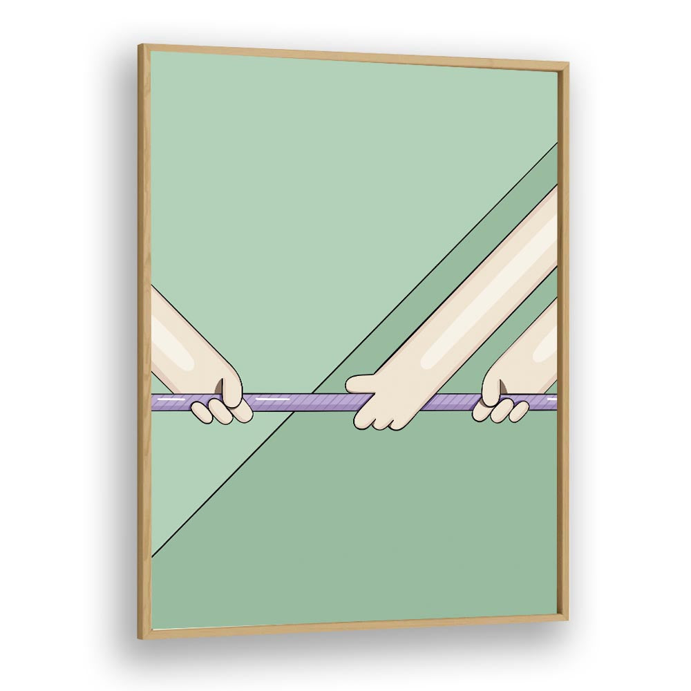 Tug Of War By Samridhi Sharma Gaming Posters in Oak Wood Plain Frame