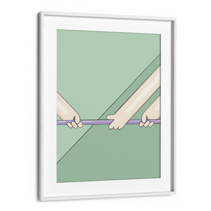 Tug Of War By Samridhi Sharma Gaming Posters in White Frame With Mount