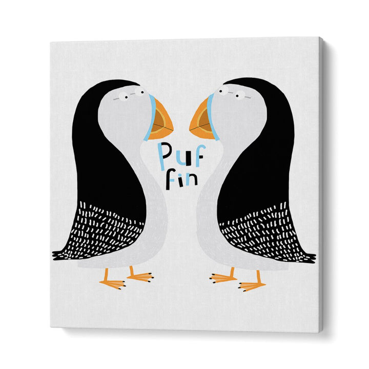 Two Puffins With Hand Drawn Text By Carla Daly Kids Room Art in Gallery Wrap