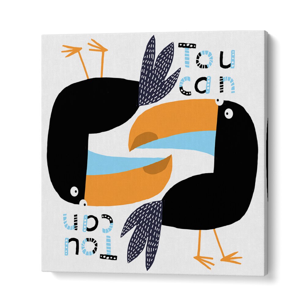 Two Toucans Graphic Design With Text By Carla Daly Kids Room Art in Gallery Wrap