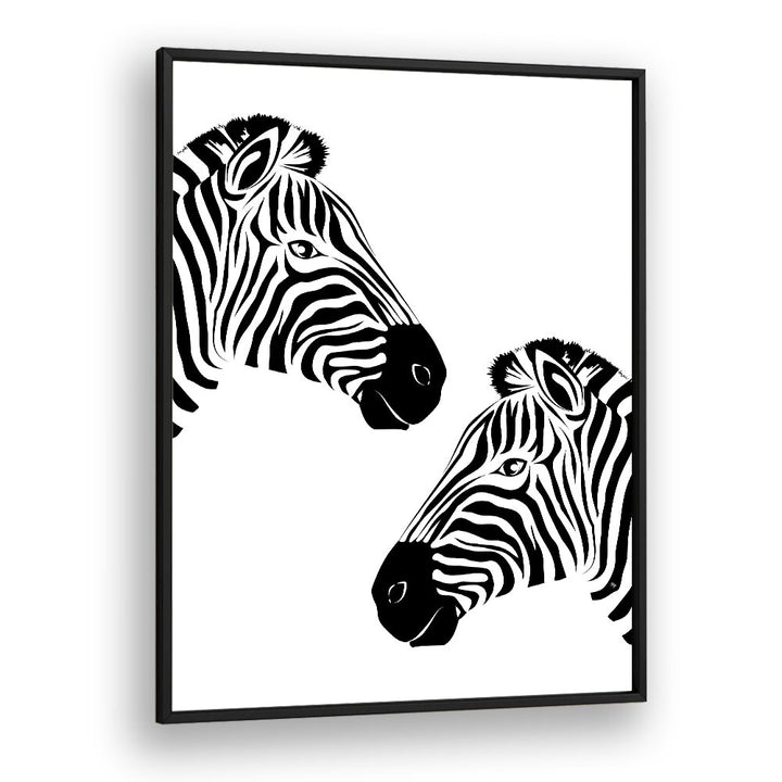 Two Zebras by Martina Wildlife Poster in Black Plain Frame