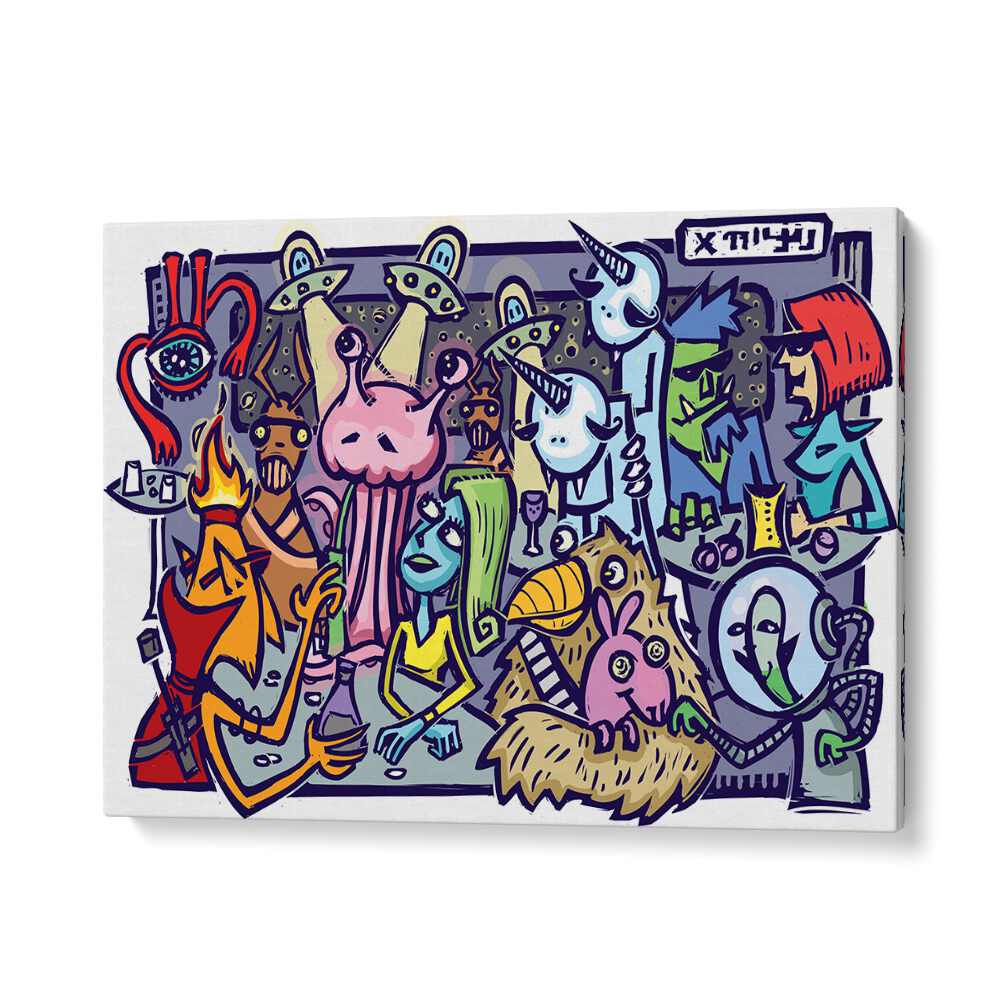 UFO Doodle Comic Art Artwork in Gallery Wrap