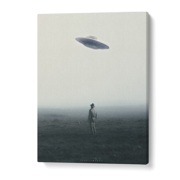 Ufo In Daylight  Surreal Painting Artwork in Gallery Wrap