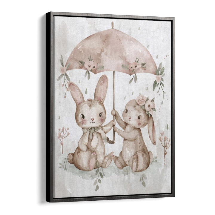 Umbrella Hop-a-long Kids Art Artwork in Black Floater Frame
