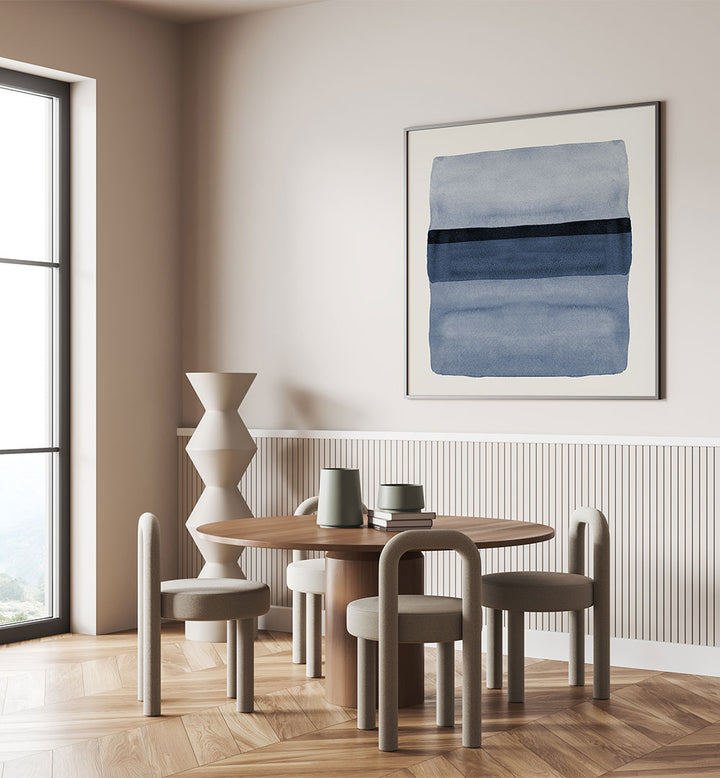 Stunning abstract painting "UNDER THE BLUE RAIN IS SEA II," enhancing modern decor with serene colors and textures.