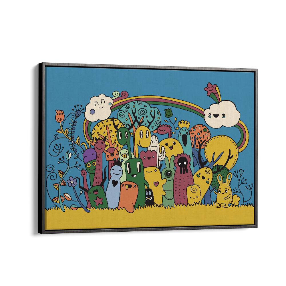 Under The Rainbow Comic Art Artwork in Black Floater Frame