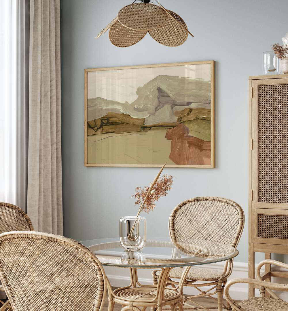 Stunning UNDERTONE, ABSTRACT PAINTINGS showcased in a modern dining space, perfect for elevating your decor.