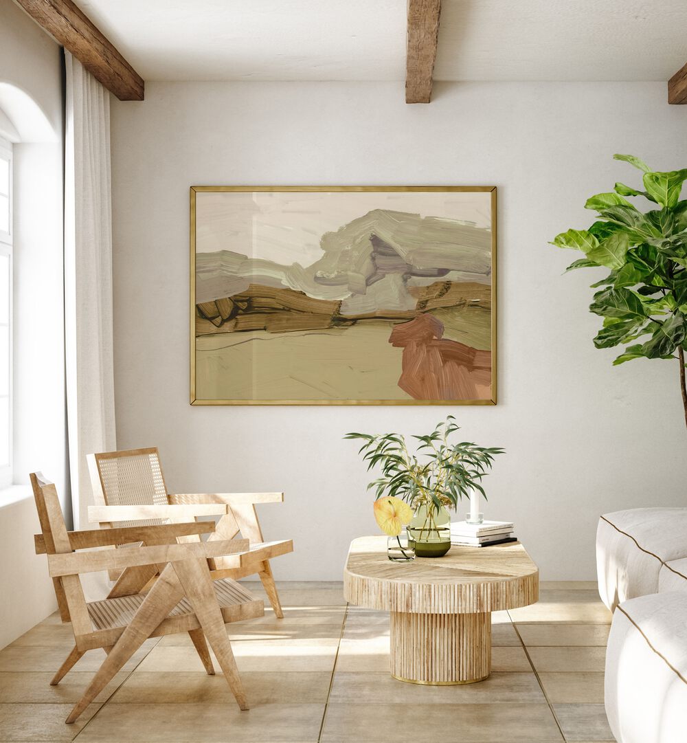 Stylish living room featuring UNDERTONE, ABSTRACT PAINTINGS, enhancing modern decor with artistic flair.