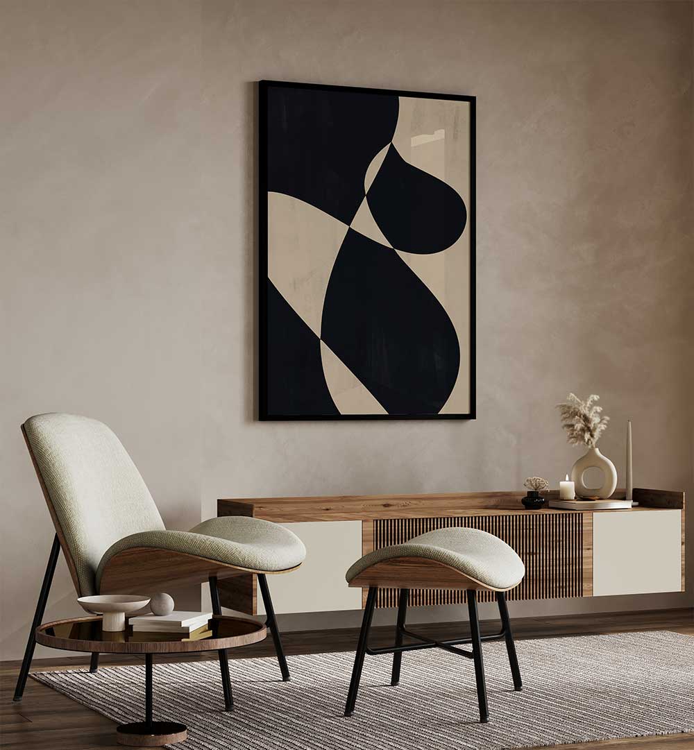 Stylish living space featuring UNDULATIONS, ABSTRACT PAINTINGS, enhancing the room's modern aesthetic.