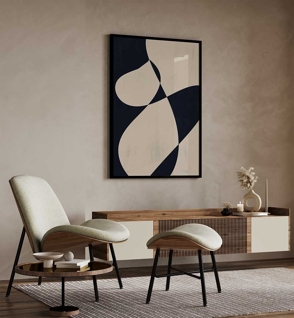 Stunning "UNDULATIONS II, ABSTRACT PAINTINGS" artwork elevates modern interiors with fluid forms and intricate brush strokes.