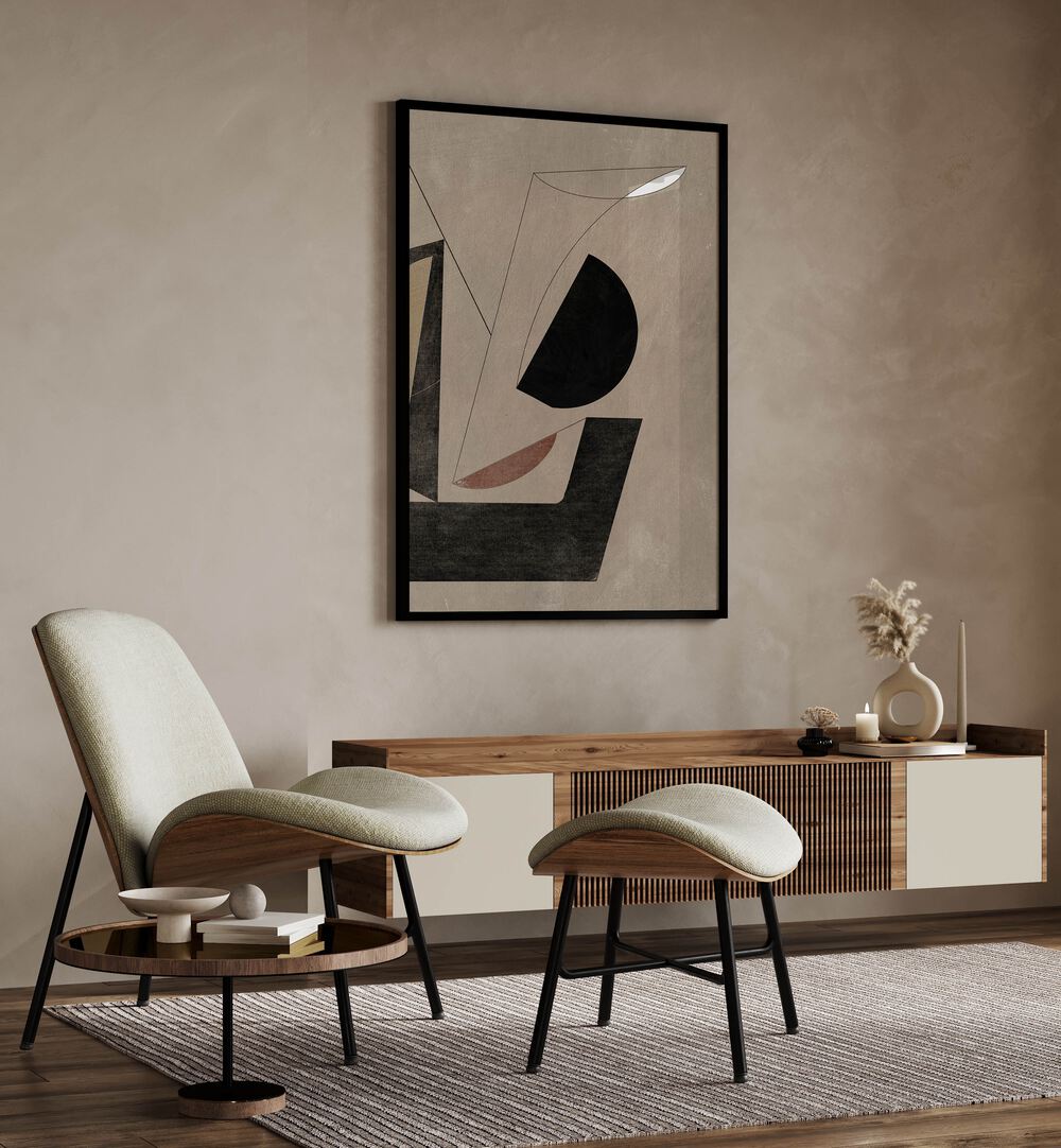 Stylish living area featuring UNFOLD II, ABSTRACT PAINTINGS that enhance modern decor with creativity and emotion.