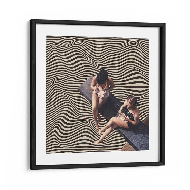 Universal Bff-Vertigo Coffee Chat  Surreal Painting Artwork in Black Frame With Mount
