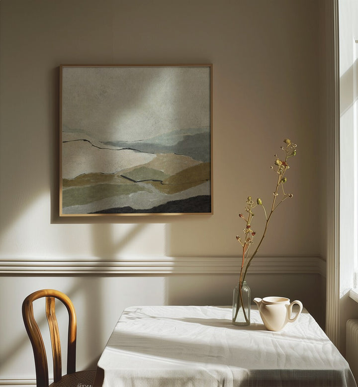Captivating UNSEEN LANDSCAPE, ABSTRACT PAINTINGS enhancing a serene living space with artistic elegance.