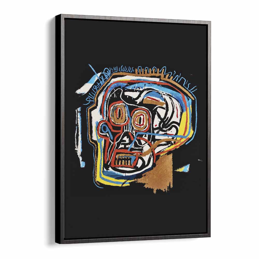 Untitled Scull By Jean Michel Basquiat Pop Art Artwork in Black Floater Frame