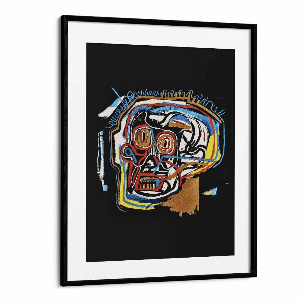 Untitled Scull By Jean Michel Basquiat Pop Art Artwork in Black Frame With Mount