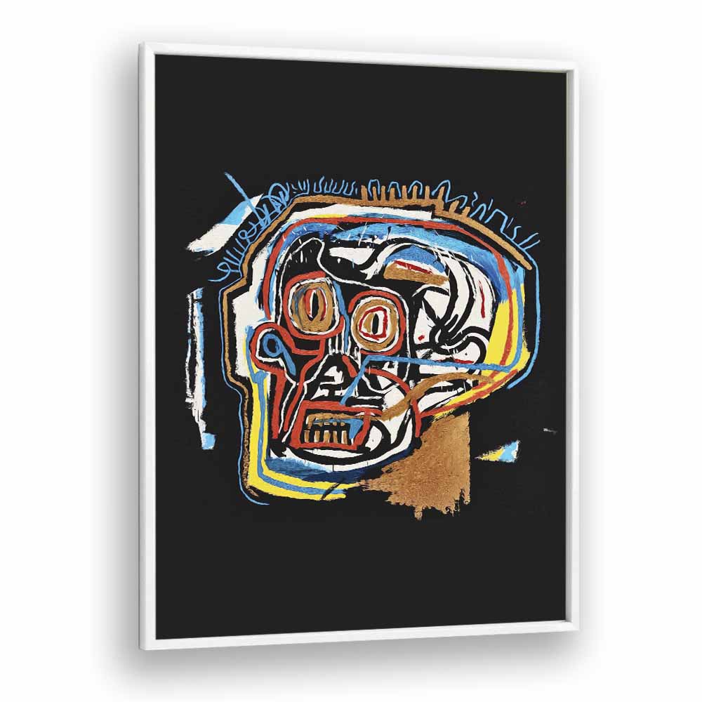 Untitled Scull By Jean Michel Basquiat Pop Art Artwork in White Plain Frame