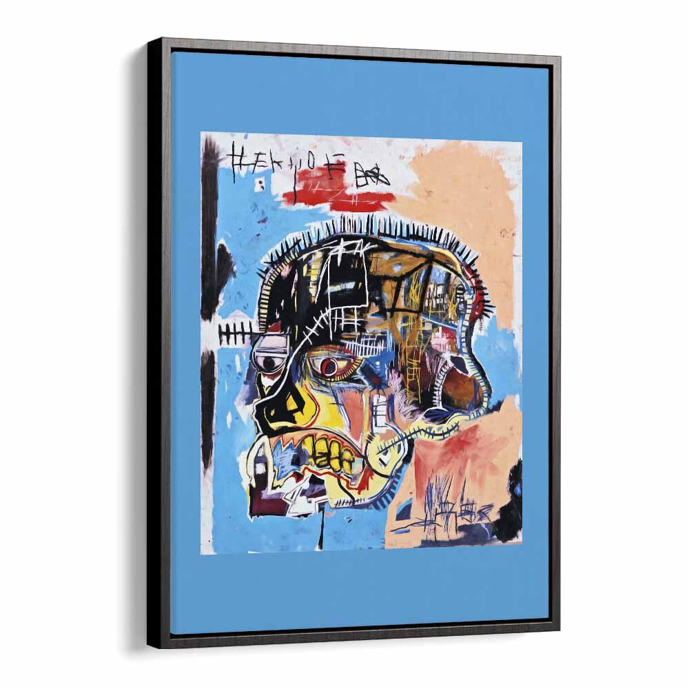 Untitled Scull By Jean Michel Basquiat Pop Art Artwork in Black Floater Frame