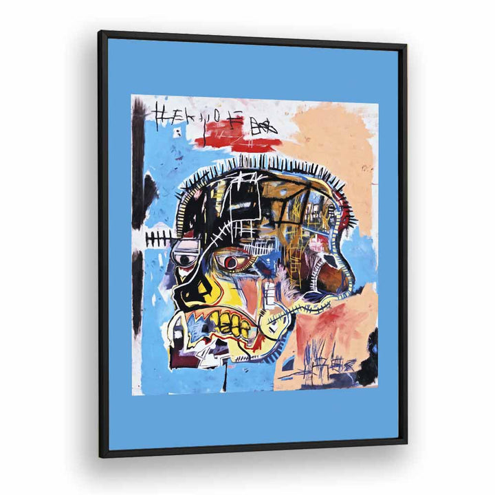 Untitled Scull By Jean Michel Basquiat Pop Art Artwork in Oak Wood Plain Frame