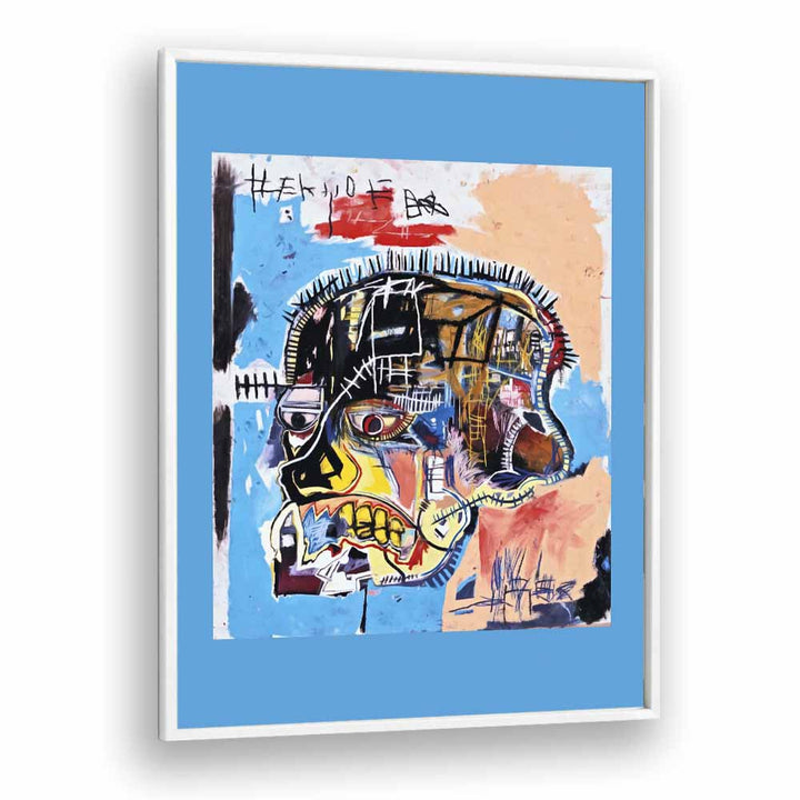 Untitled Scull By Jean Michel Basquiat Pop Art Artwork in White Plain Frame