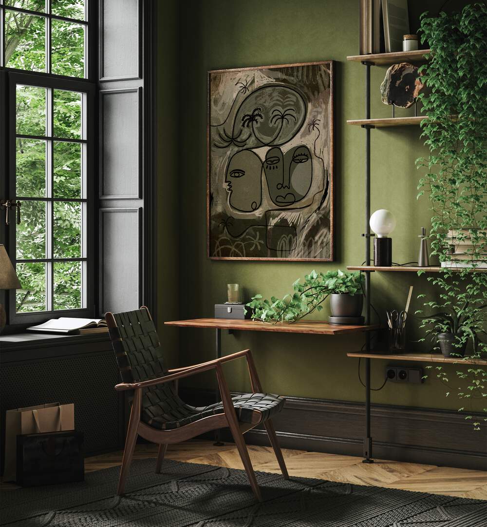 UNWIND ALONG THE PALM PATH , BOHO ART PAINTINGS