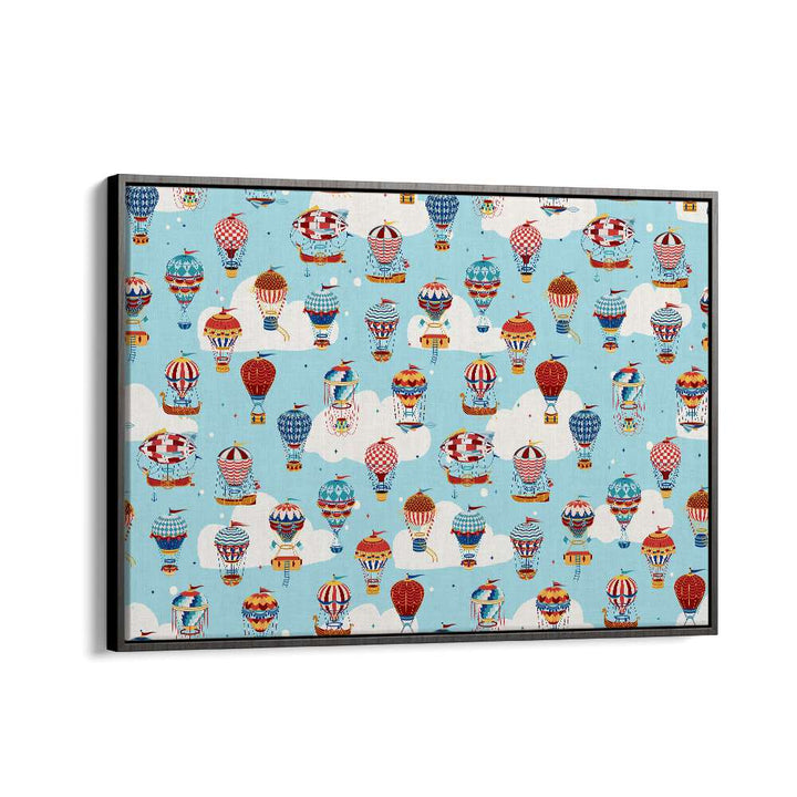 Up in the Clouds Blue Kids Art Artwork in Black Floater Frame
