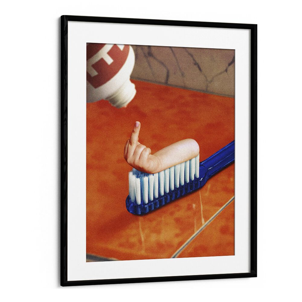 Up Your Mouth  Surreal Painting Artwork  in Black Frame With Mount