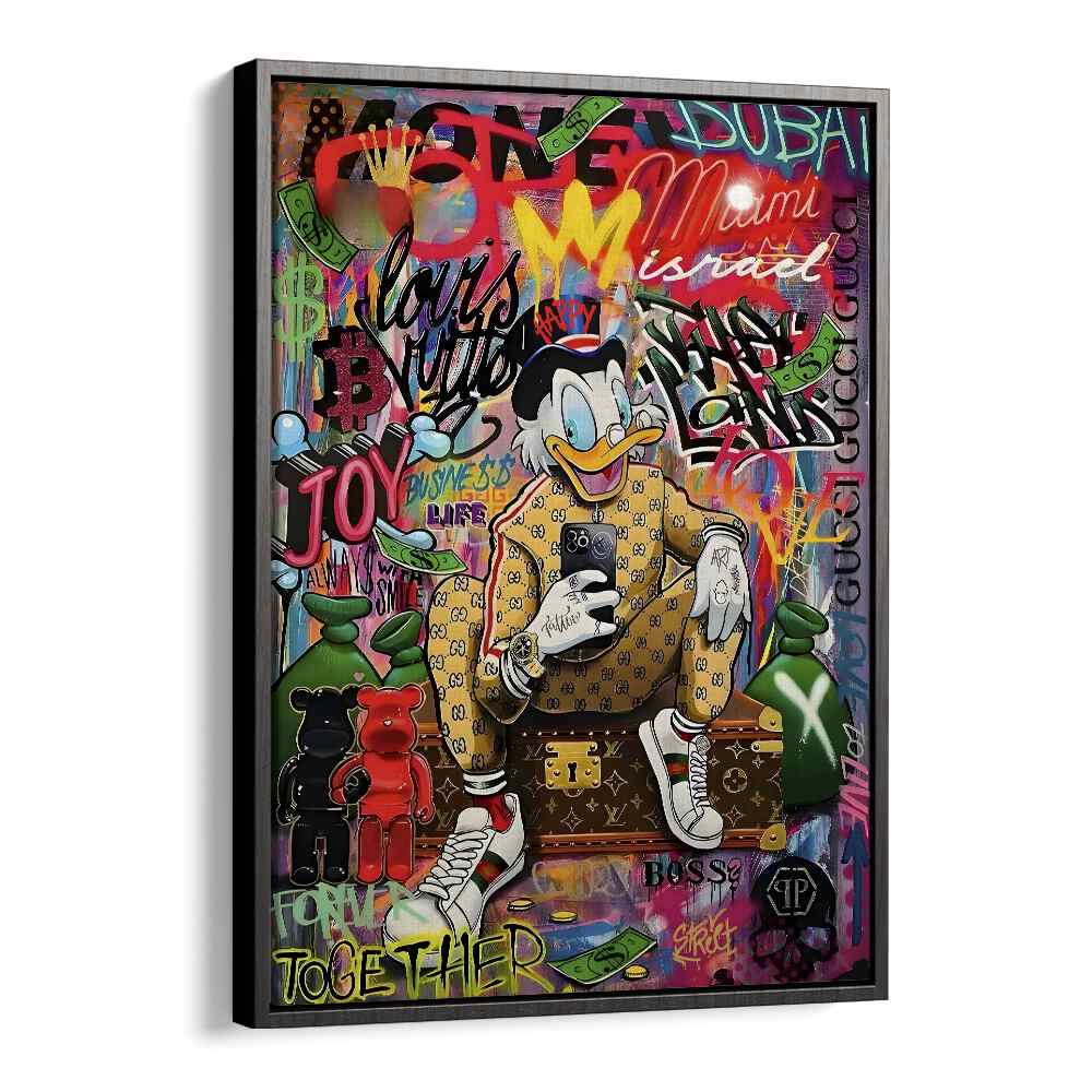 Urban Chick : Gucci Duck Graffiti Comic Art Artwork in Black Floater Frame