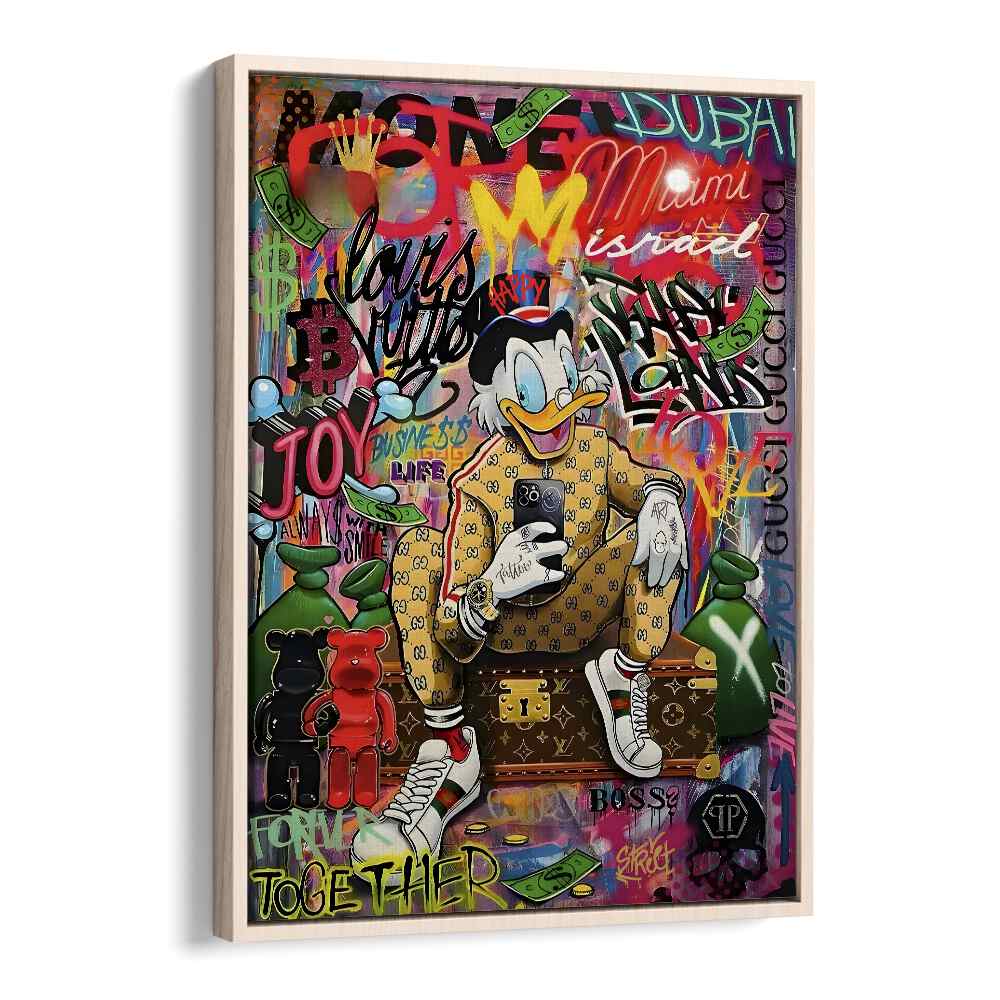 Urban Chick : Gucci Duck Graffiti Comic Art Artwork in Oak Wood Floater Frame