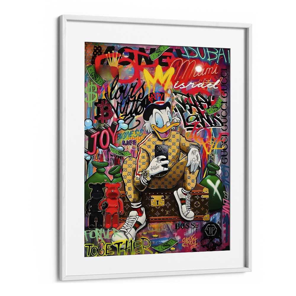 Urban Chick : Gucci Duck Graffiti Comic Art Artwork in White Frame With Mount