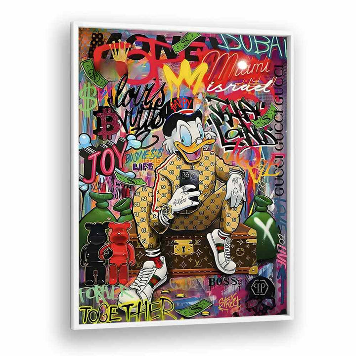 Urban Chick : Gucci Duck Graffiti Comic Art Artwork in White Plain Frame