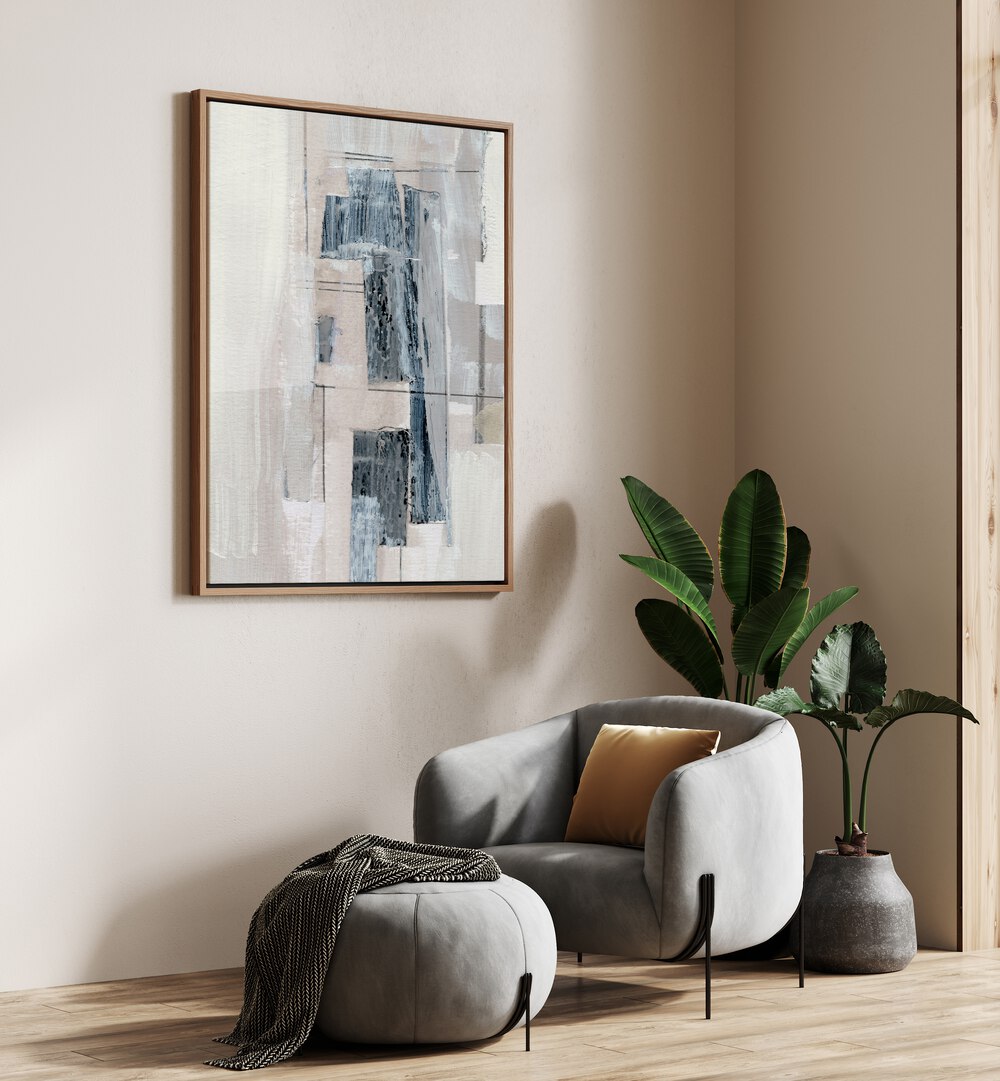 Stylish living room featuring URBAN, ABSTRACT PAINTINGS, adding a modern touch to contemporary decor.