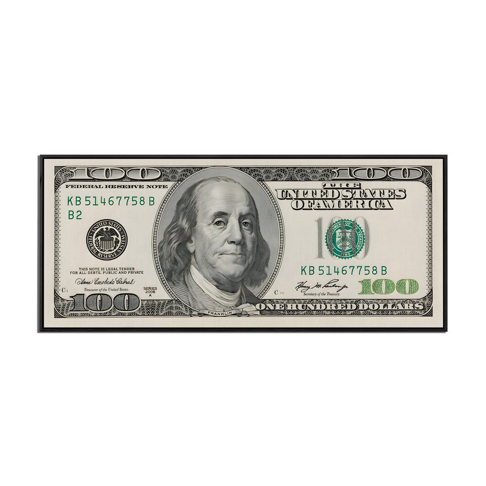 Us Dollar II Money Art Artwork in Black Floater Frame