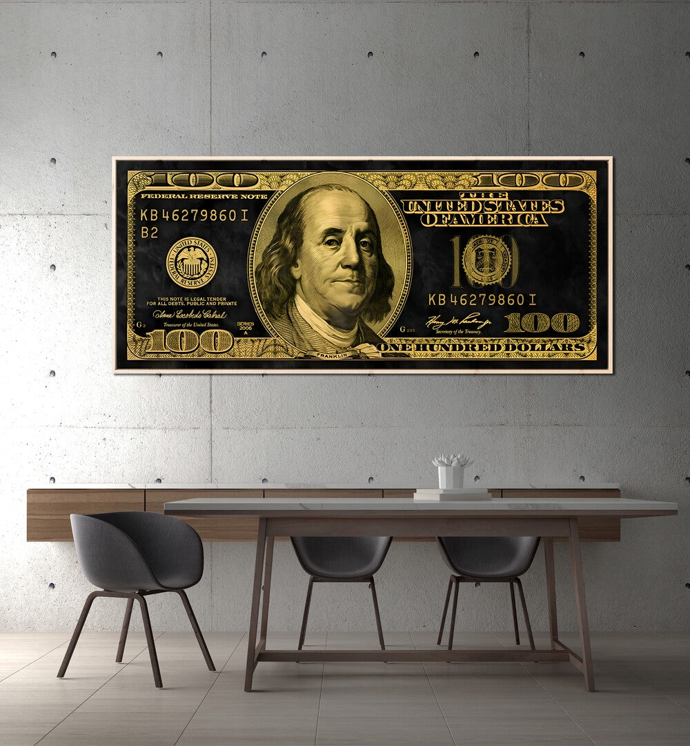 US Dollar Money Art Artwork in the Dining Room placed on a White Wall