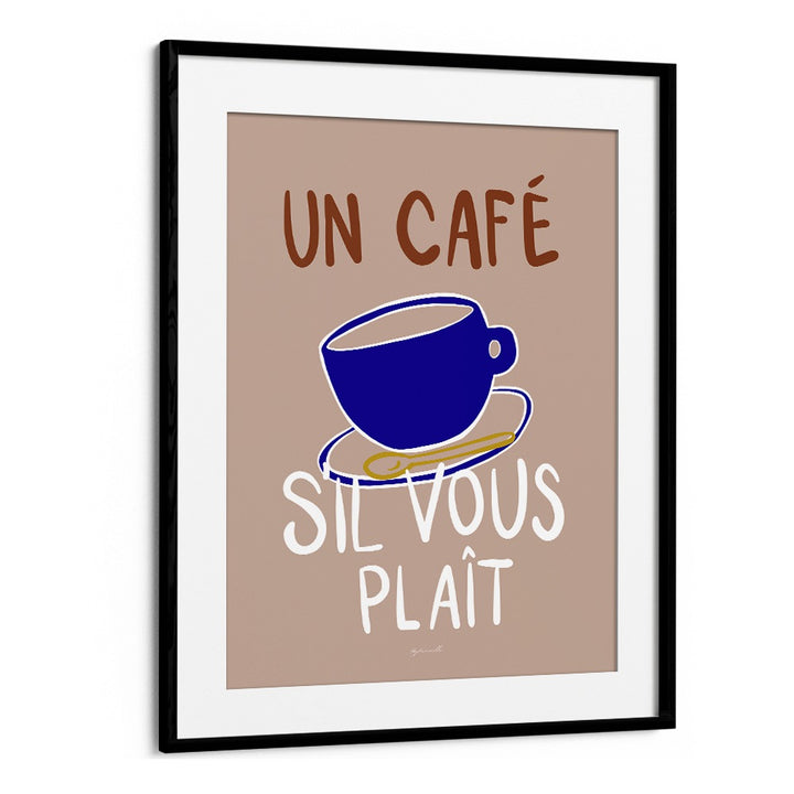 Un Cafe Cafe Art Prints Cafe Posters in Black Frame With Mount