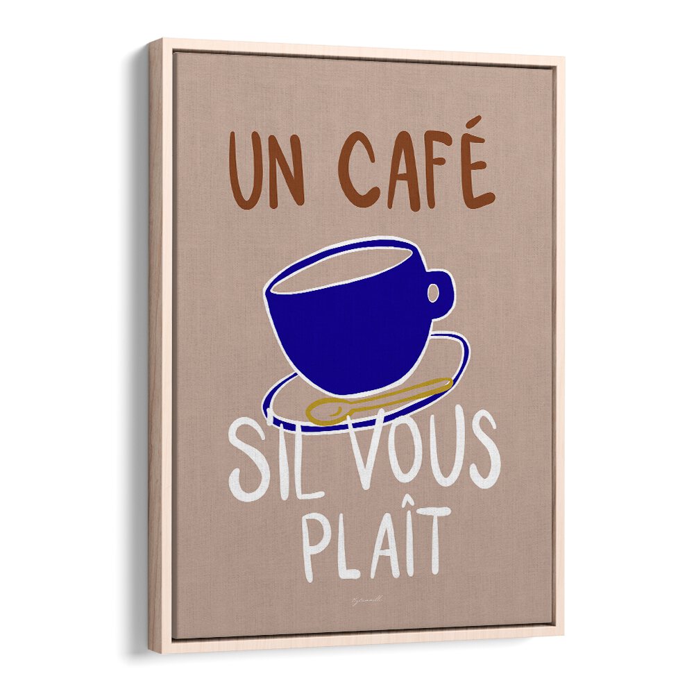 Un Cafe Cafe Art Prints Cafe Posters in Oak Wood Floater Frame